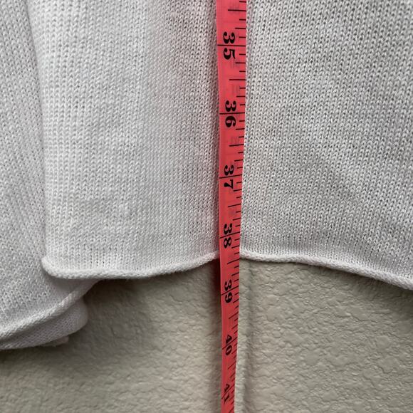Eileen Fisher Short Sleeve Organic Linen Knit Cardigan White Size Large Cozy NWT - Picture 10 of 11